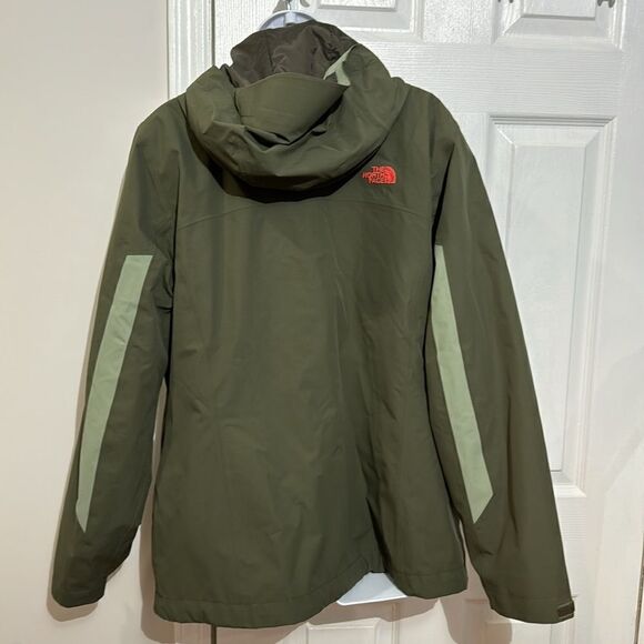 The North Face 3 in 1 triclimate women’s Army Green Orange winter jacket size L - Picture 6 of 16